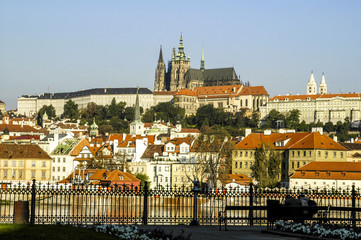 Prague, city view, hill Hradschin, Czech Republic