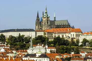 Prague, hill Hradschin with Veits Cathedral, Czech Republic