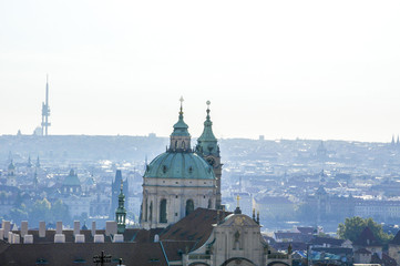 Fototapeta na wymiar Prague, city view from hill Hradschin, broadcasting tower, Czech
