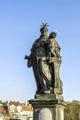 Prague, statue on Carls Bridge, Czech Republic