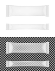 Transparent disposable packaging for snacks, food, sugar and spices. Sachets for medicines