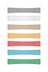 Colorful disposable packaging for snacks, food, sugar and spices