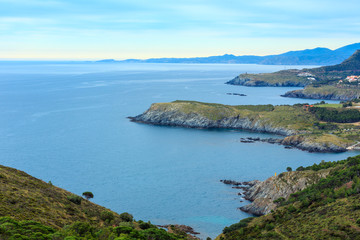 Summer coast view from Cap Canadell, France.