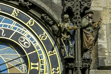 Prague, city center, city hall, famous clock tower, Czech Republ