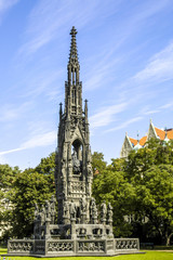 Fototapeta na wymiar Prague, monument near river Moldova, Czech Republic
