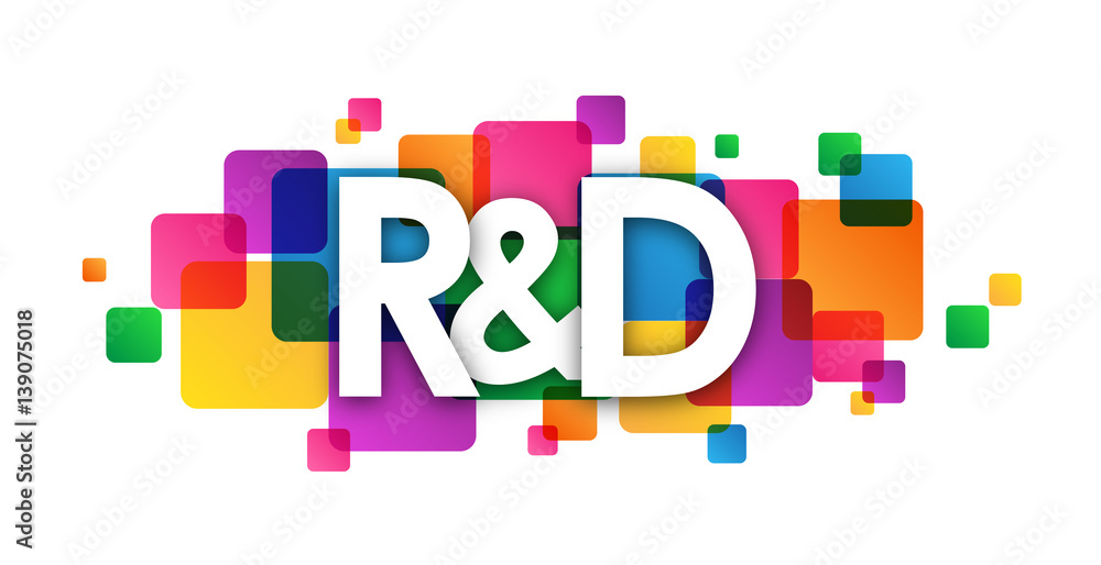 Poster r&d overlapping bright vector letters