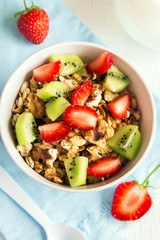 Homemade granola with fruits