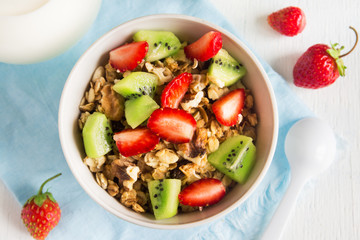 Homemade granola with fruits