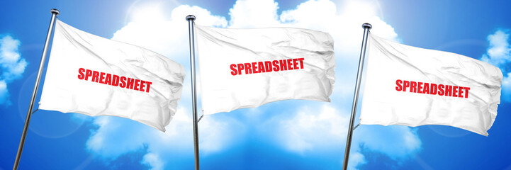 spreadsheet, 3D rendering, triple flags