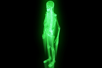 Human Skeleton Wireframe Hologram in Motion. Nice 3D Rendering
