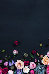 Flower background on black paper