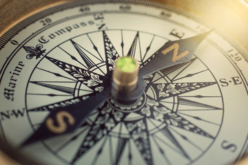 Old compass. Macro shot.