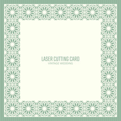 DIY laser cutting vector card. Wedding die cut invitation template. Cutout silhouette stencil. Scrapbook carved paperwork.