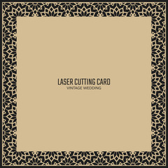 DIY laser cutting vector card. Wedding die cut invitation template. Cutout silhouette stencil. Scrapbook carved paperwork.
