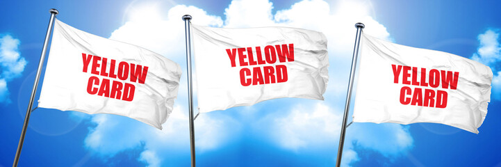 yellow card, 3D rendering, triple flags