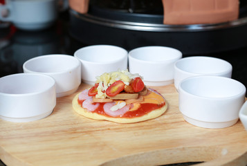 Homemade pizza in process