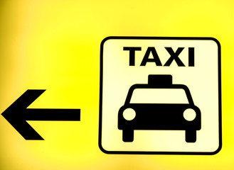 Sign, taxi rank, direction sign, arrow to the left