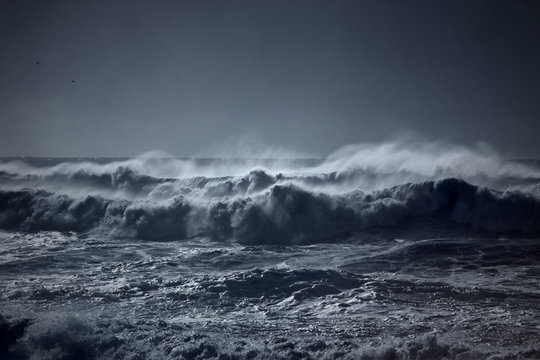 Stormy waves approaching coast