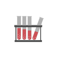 Medical test tubes with blood in holder icon.
