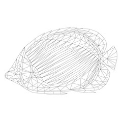 mosaic tropical fish for coloring and design. isolated on white background. vector illustration.