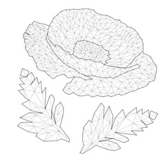 tender mosaic poppies for coloring and design. isolated on white background. vector illustration.