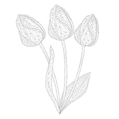 tender mosaic  tulips for coloring and design. isolated on white background. vector illustration.