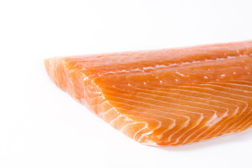 Raw salmon fillet isolated on white background
