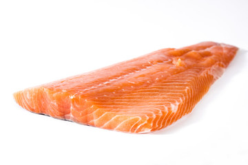 Raw salmon fillet isolated on white background
