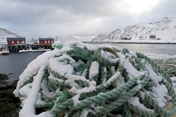 Wooden house Norway and rope