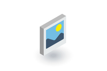 Fototapeta premium photo image, photography file, picture gallery isometric flat icon. 3d vector colorful illustration. Pictogram isolated on white background