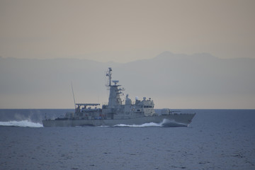 Greek Coast guard looking out for Refugees from Turkey © anjokan