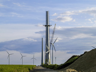 Windpark Parndorf, Austria, construction of a wind mill, Burgenl