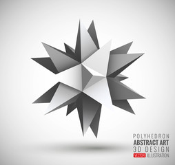 Abstract explosion. Vector polyhedron.