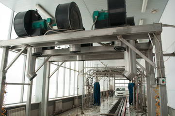 bright room of the car wash,