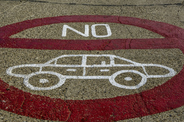 Drawing on floor, symbol, no cars
