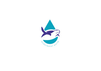 Fototapeta premium Contour illustration of the underwater world, turtle swimming