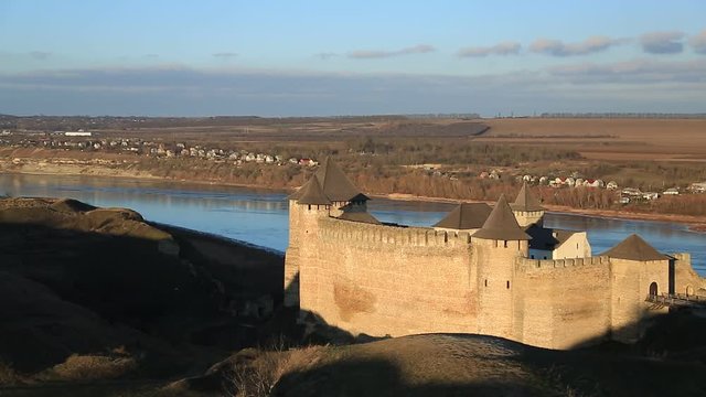 Old castle, stone fortress in Khotyn city, western Ukraine. Khotyn, first chronicled in 1001 year, is located on southwestern bank of Dniester River, and is part of Bessarabia historical region