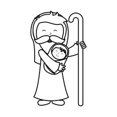 saint joseph manger character vector illustration design