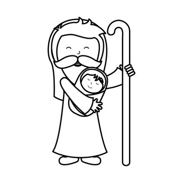 saint joseph manger character vector illustration design