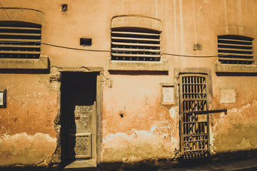 two doors of old prison at cairo citadel, egypt