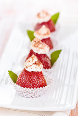 Strawberry dessert with mint.