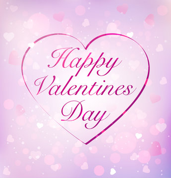 Vector valentine day card design with heart and text on pink background 