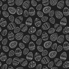 Seamless vector pattern with doodle Easter eggs.