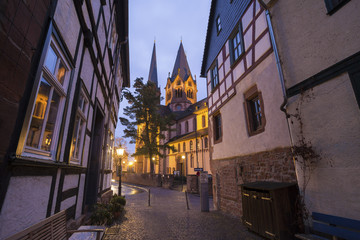 historic city gelnhausen germany in the evening