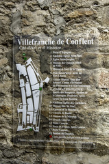 Villefranche de Conflent, orientation sign, France, Pyrenees