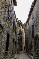 Fototapeta na wymiar Villefranche de Conflent, narrow alley, France, Pyrenees