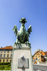 Fototapeta na wymiar Ljubljana, Zmajski most, dragon bridge, Slovenia
