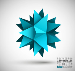 Abstract explosion. Vector polyhedron.