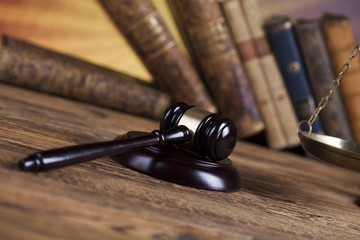 Judge gavel,Law concept, wooden desk background
