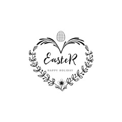 Typographic badges - Happy Easter. On the basis of script fonts, handmade. It can be used to design your printed products
